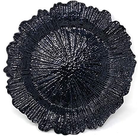 allgala 13-Inch 6-Pack Heavy Quality Round Charger Plates-Reef Black-HD80334