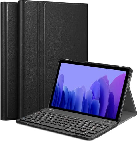 FINTIE Funda para Teclado para Samsung Galaxy Tab A7 2020 de 10,4 - [AZERTY Francés] Funda Protectora para Teclado Inalámbrico Bluetooth, Negro