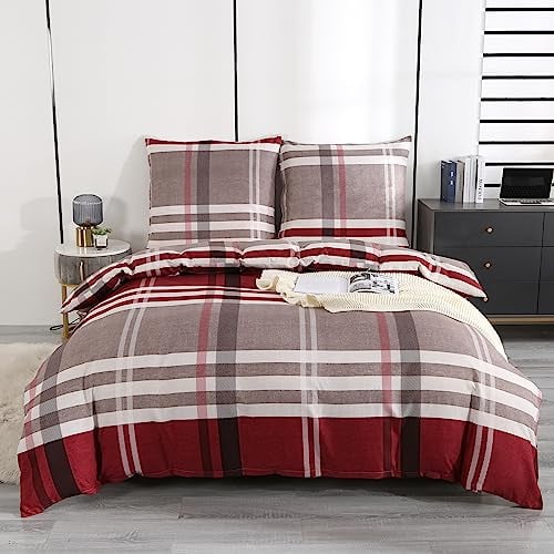 Homaxy Mikrofaser Bettwäsche 200x220cm mit Reißverschluss 3 TLG. Weiche Bettbezug Set Gestreift Wendebettwäsche, 2 Kopfkissenbezug 80x80 cm (Style 4)