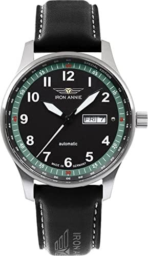 Iron Annie Herrenuhr Automatik F13 Tempelhof Schwarz/Türkis 5668-4