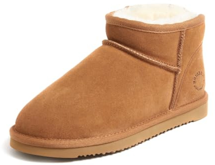 Dearfoams Riverland Genuine Shearling and Water-Resistant Micro Bootie Chestnut 8 M