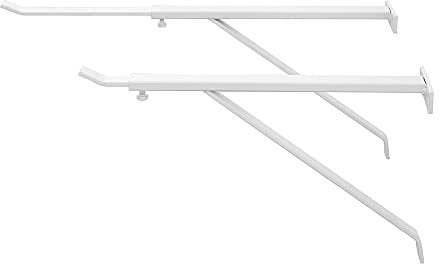 Coppia staffe per pilozzo e mensole a parete, regolabili da 28 a 46 cm, acciaio verniciato bianco (Lunghezza 28-46 cm)