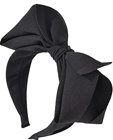JIHUOO Haarreifen Breit Stirnband Schleife Haarreif Haarband Rockabilly Kopfband Vintage Haarschmuck für Mädchen Frauen Damen Schwarz