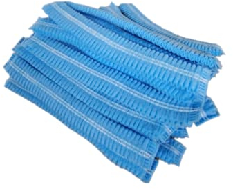BLUE Disposable Hairnets, Mob Caps, 21'', UK MANUFACTURER Non-Woven material (bag of 100)