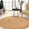 TT Home Jute Teppich Rund Wohnzimmer Esszimmer Boho Modern Handgemacht Mit Umrandung, Farbe: Natur 4, Größe:160 cm Rund