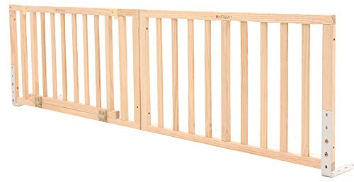 HAPPLiGNLY Bettgitter für Babys, Bettgitter, Holz, nach unten klappbar, verstärktes Anker-Sicherheitssystem, Sicherheitsseitengitter, für Einzelbetten, 1 Packung, Woodcolor, 220 * 49 cm