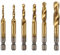 6PCS 1/4 Hex Shank Titanium Drill Tap Combination Bit Set, Metric Thread M3 M4 M5 M6 M8 M10 Screw Taps, 3-in-1 Taps Tool for Drilling, Tapping and Countersinking
