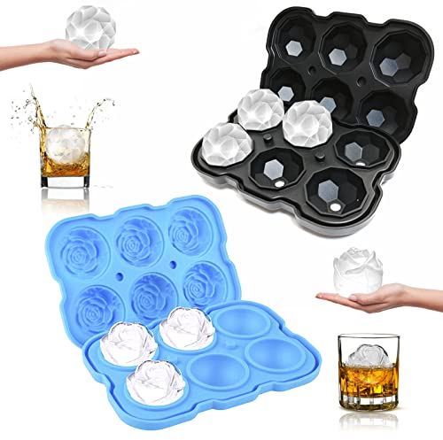 Eiswürfelform Silikon 2 Stück Eiswürfelform Groß Ice Cube Tray Eiswürfelformen Ausgefallen Eiswürfelbehälter 6-Fach BPA Frei für Gekühlte Getränke Whisky Cocktails Saftgetränke