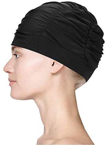 Femme Bonnet de Bain Piscine Natation Bonnet de Natation Souple Bonnet de Bain Plissé Tissu Polyester Élastiques pour Mixte Enfant Adulte Femmes Dames Fille Non étanche