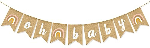 qingmeng Babyparty Deko für Mädchen und Jungen - Oh Baby Girlande Banner, Gender Reveal Party, Geschlechtsverkündung, Tortendeko, Neutrale Dekoration Zubehör