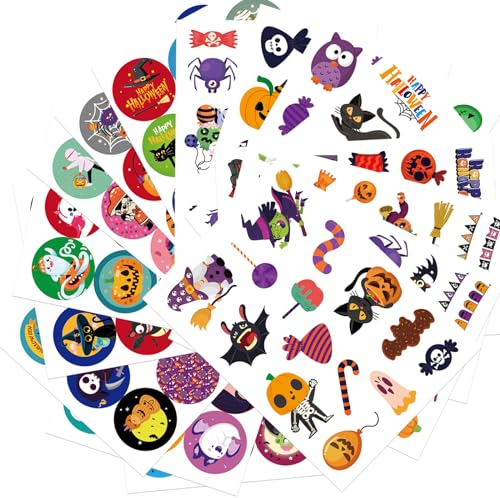 Pegatinas de Halloween para niños, 16 hojas de pegatinas de Halloween, calcomanías perfectas para manualidades, álbumes de recortes, pegatinas de sellado de Halloween, etiquetas adhesivas fantasma