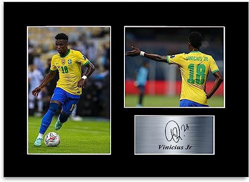 Vinicius Jr Vini Junior Brasilien Fußballspieler, A4, gedrucktes Autogramm, Foto, Geschenk, Poster