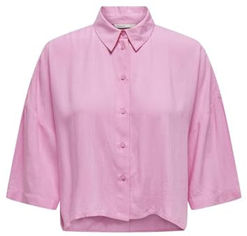 ONLY Onlastrid Life 2/4 Cropped Shirt Wvn Camicia, Begonia Rosa, L Donna