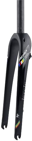 HIMALO Fourche Gravel Vélo 700C Fibre De Carbone Fourche Rigide 1-1/8 Tube Droit/taillé Frein À Disque Fourche pour Vélo De Route Légère 9mm QR Fourches Dures (Color : Black, Size : Straight)