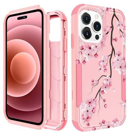 Pegmode for iPhone 14 Pro Max Case - Heavy Duty Protective Designer Blossom Cute Cartoon Hard Shockproof Bumper Phone Cases for 14 Pro Max for Girly Women Men Girls Boys Teens