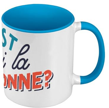 Mug de Couleur Qualité Premium Bleu - C'est qui la Patronne ? Boss Cheffe Humour Maman - Tasse avec anse et intérieur de couleur