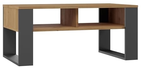 CDF Couchtisch Modern 2P | Farbe: Anthrazit - Eiche Artisan | Moderne Bank für EIN Wohnzimmer, Zimmer, Büro | Form: Quadrat Rechteck | Regal für Kleinigkeiten, Zeitungen, Magazine oder Bücher