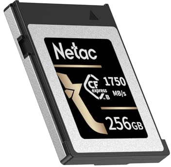 Netac CF2000 256gb cfexpress Type B Carte mémoire pcie Gen 3 * 2 nvme1.4 photographes et vidéastes Professionnels Lecture maximale 1750mb / s écriture maximale 550mb / s vloger (Or Noir)