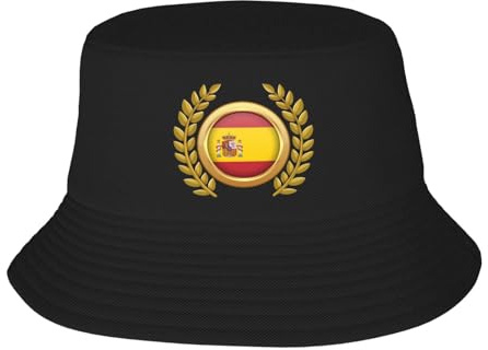 KWQDOZF Gorro de Pescador Disco Dorado Bandera de España Gorra de Pescador Hombre y Mujer. Gorros para el Sol