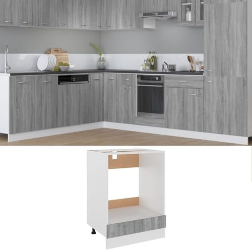 Vopese Herdumbauschrank Küchenschrank Küchenmöbel Backofenschrank Ofenschrank Unterschrank Herdschrank Küchenzeile Küchenmöbel Backofen Grau Sonoma 60x46x81,5 cm Holzwerkstoff