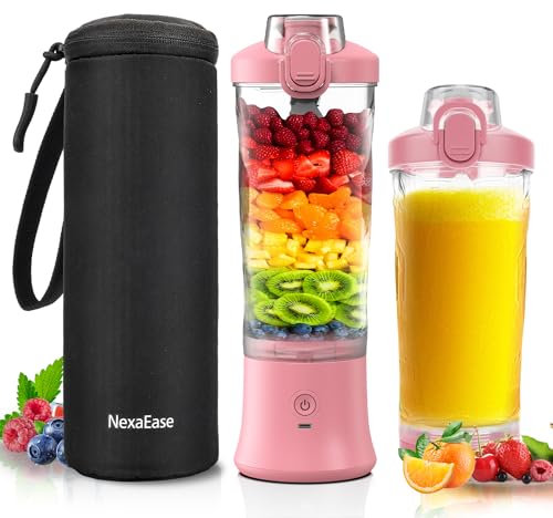 Licuadora portátil personal con funda aislada para batidos y batidos – Mini taza de licuadora de 20 onzas con 6 cuchillas, tapa de viaje, recargable por USB, licuadora pequeña para cocina, viajes,