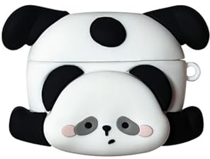 Rertnocnf Schutzhülle kompatibel mit Airpods Pro/Pro2, niedliches Kawaii-Panda-Design, für Kinder, Jungen, Mädchen, tragbares Zubehör, weiches Silikon, kabellose Kopfhörer, stoßfester Schutz für