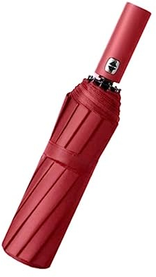 OUYUE Parapluie Parapluies Pliants Lampe De Poche Entièrement Automatique Lumière LED De Nuit Pliant Grand Parapluie Colle Noire Parapluie Pliant (Color : Rot, Size : 32 * 6 * 6cm)