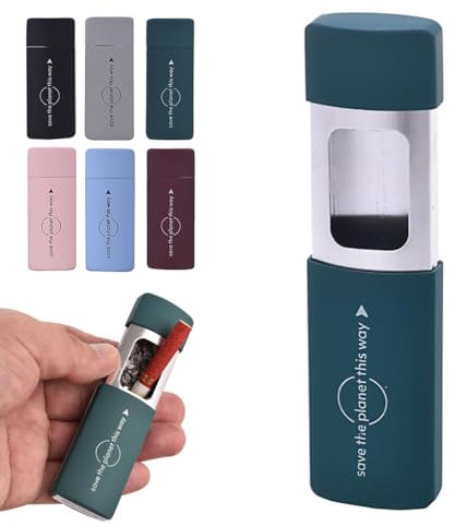 Murago - Taschenaschenbecher Rubber Grün - mit Deckel zum Schieben Ascher für die Handtasche unterwegs geruchsdicht klein Metall für draussen matt