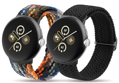 SimpleThings Geflochtene Armbänder für Google Pixel Watch 2/3(41mm)/1 Armband, Verstellbare Atmungsaktive Sportschlaufe Nylon für Pixel Watch Armband Herren Damen