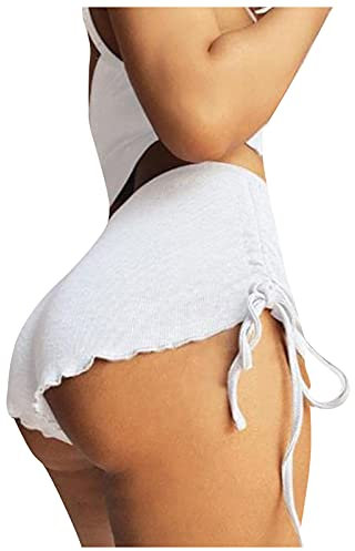 Hotpants High Waist Damen Sexy Bikini Sportlich Short Kurze Leggings High Waist Hotpants Enge Yoga-Shorts Mit Hoher Taille Unterhosen Seitlich Sexy Fitness-Shorts Booty Yoga Gym Shorts