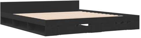 vidaXL Bettgestell mit Schubladen Schwarz 200x200 cm Holzwerkstoff