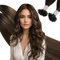 Ugeat Echthaar Extensions Bondings 45 cm Balayage Braun Seidig Keratin Bonding Extensions Echthaar Flat Tip Ombre Mittelbraun 50g für Mädchen 50 Strähnen #2/6/2