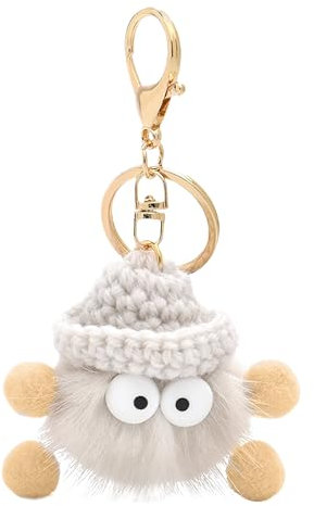 HENGBIRD SüßEr Weicher PlüSch-SchlüSselanhänger, PlüSch-SchlüSselanhängers, Flauschige SchlüSselanhängers, Bommel SchlüSselanhänger, AutoschlüSselanhänger (Khaki)