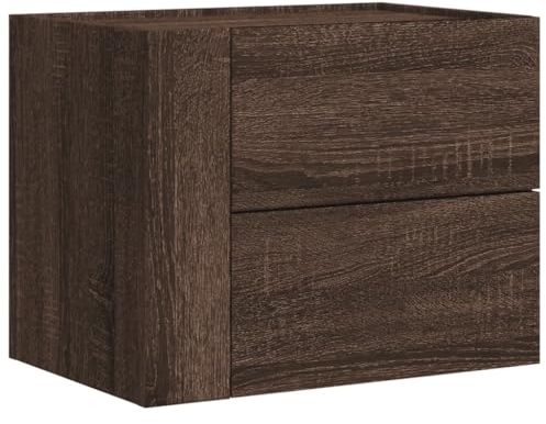 vidaXL Wand Nachttisch, Nachtschrank mit Stauraum Wandmontage, Nachtkommode Hängend, Nachtkonsole Wandschrank für Schlafzimmer, Braun Eichen-Optik