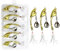 Yixinly 5 Stück Jig Spinner Set 15g in Köderbox, Angeln Metall Löffel Köder Spinner Bleikopfspinner für Barsch Hecht Zander Döbel, Angelgeschenke für Männer, Angelköder für Süß- und Salzwasser (Gold)