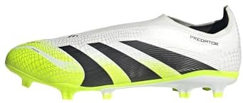 adidas Unisex Predator League Laceless Firm Ground/Multi Ground Football Boots, Cloud White/Core Black/Lucid Lemon, 48 EU