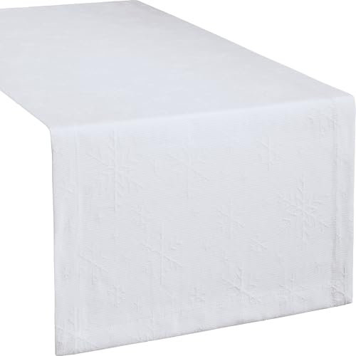 REDBEST Tischläufer Snowflake bügelleicht weiß Größe 50x150 cm