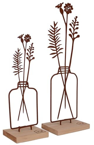 Aufsteller Silhouette Blumenvase rost 2er Set