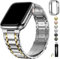Fullmosa Cinturino Elegante per Apple Watch 10 42mm, Cinturino in Acciaio Inossidabile Compatibile con Apple Watch Serie 10, Cinturini di Ricambio per Uomo e Donna, Argento con Oro