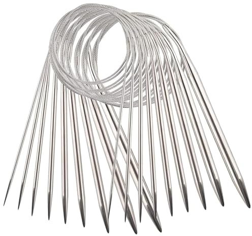 YXHZVON 9 Stück Edelstahl Rundstricknadeln Set, 60cm Stricknadeln Metall Professionelle Garnnadeln für Webprojekte (2,5mm/3,5mm/4,5mm/5,5mm/6mm/7mm/8mm/9mm/10mm)