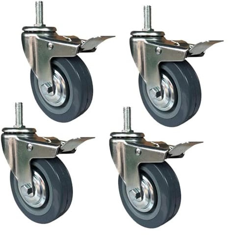 FHPEWXDG Industrielle Lenkrollen, 4er-Set, Blaue Polyurethan-Möbelrollen mit Gewindeschaft, Ersatz-Trolleyrollen für Möbel, 270 kg maximale Tragkraft