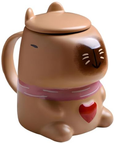 Taza de Carpincho - Taza de Carpincho Caprichosa, Taza de Carpincho con Corazón | Taza de café con forma de animal divertido de capibara de dibujos animados, taza con forma de animal divertida,