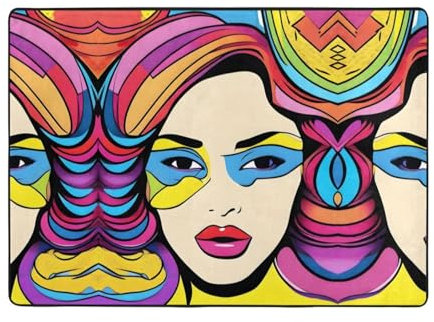 Ein bunter Pop-Art-Teppich, 203,2 x 147,3 cm, weicher und flauschiger Teppich für Wohnzimmer, Büro, Balkon, moderne Heimdekoration