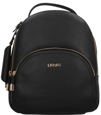 LIU JO Rucksack - Bequemer, praktischer und geräumiger Daypack mit Reißverschluss, Softshell, Polyester, Schwarz, 4 Taschen, Verstellbare Schultergurte, Unisex, Erwachsener