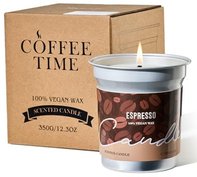 M&SENSE Kaffee Duftkerzen im Glas, Espresso Duftkern 350g, Brenndauer bis 73 Std. Vegan Natürliche Sojakerze, Duftkerze mit Kaffee für Kaffeeliebhaber, Männer, Frauen