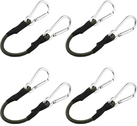 4PCS Short Bungee Cords with Hooks, 30CM Bungee Cords with Carabiner Clips, Bungee Straps Resistant Bungee Cord for Securing Luggage, Camps, Cargo, Motorcycle, Bicycle, Car Tarps, Tent