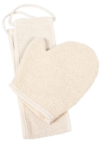 HAPINARY Peeling-handschuhe Für Dusche Und Bad Mit Sisal-rückenschrubber Und Peeling-waschlappen Für Körper Und Gesicht Doppelseitiges Design Für Sanfte Reinigung Und Gründliches Peeling
