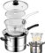 Frittie - Olla multifuncional de acero inoxidable con tapa, utensilios de cocina multiusos para patatas fritas, mariscos, cebollas