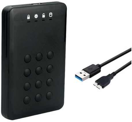 Quystetes Boîtier pour disque dur SSD crypté 5 Gbit/s USB 3.0 pour disque dur 2,5