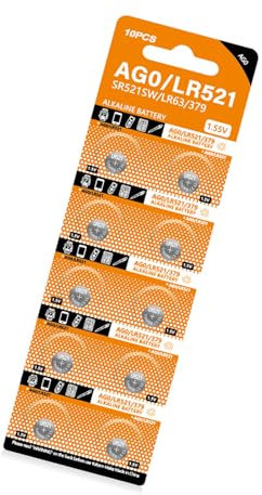 YUGSHNKFC 10pcs 1.55V 32MAH AG0 CELLA Coin Alkaline SR521SW LR521 SR521 AG521 S521E 521A Pulsante Batteria per Giocattolo da Orologio